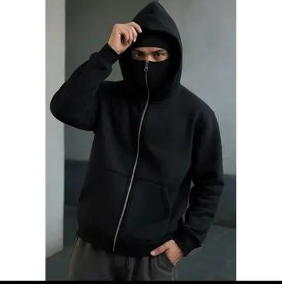 1 Pc Men's Fleece Plain Zipper Hoodie
