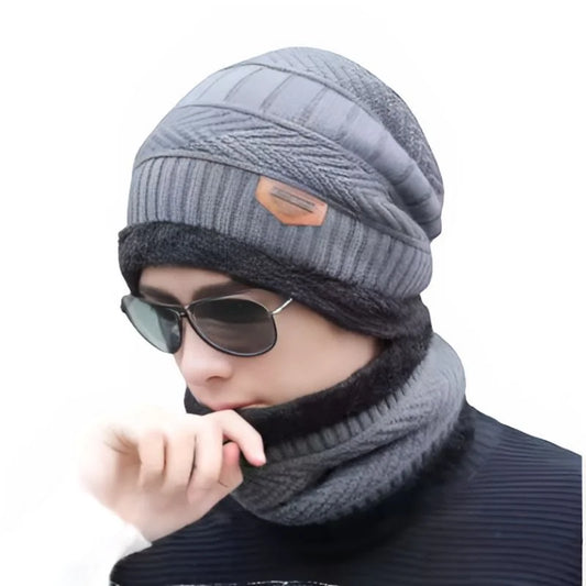 Winter Wool Cap with Neck Warmer Set